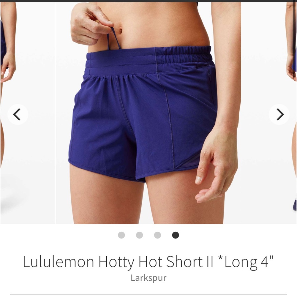 Lululemon Hotty Hot Short II Long 4” LR Larkspur Sz 8 Rare